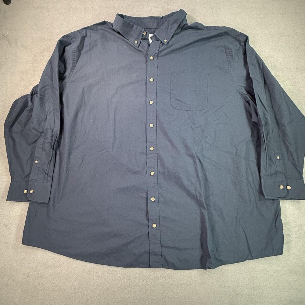 HB Mens Button Up Dress Shirt 4XL Navy Blue Collared Office Work